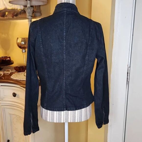 Chaps Denim jacket women's size M dark blue indigo - Picture 3 of 4